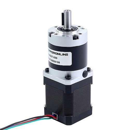 Nema 17 Stepper Motor Bipolar L=48mm w/ Gear Ratio 50:1 MG Series Planetary Gearbox - 17HS19-1684S-MG50 | StepperOnline CA