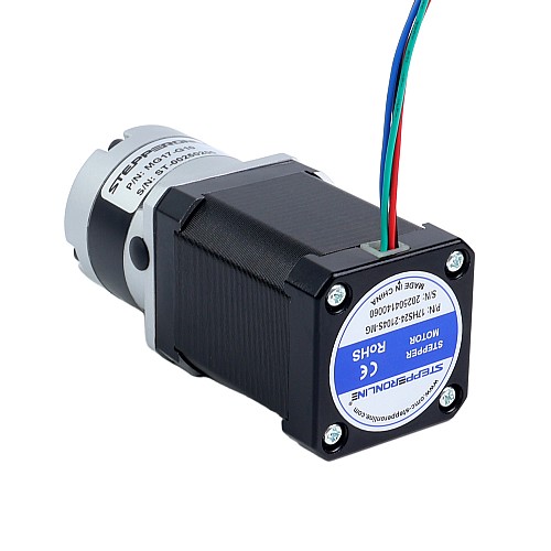 Nema 17 Stepper Motor Bipolar L=60mm w/ Gear Ratio 10:1 MG Series Planetary Gearbox - 17HS24-2104S-MG10 | StepperOnline CA
