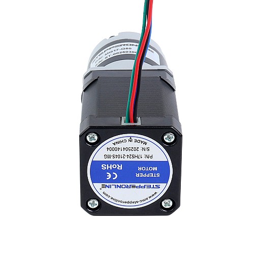 Nema 17 Stepper Motor Bipolar L=60mm w/ Gear Ratio 50:1 MG Series Planetary Gearbox - 17HS24-2104S-MG50 | StepperOnline CA