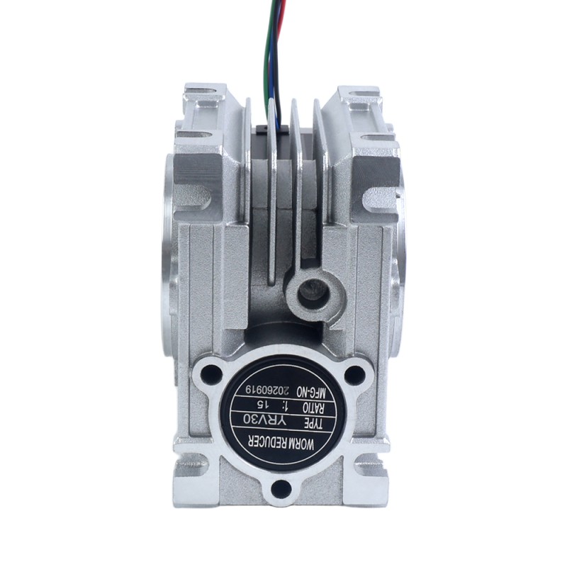 Nema 23 Stepper Motor 113mm Gear Ratio 15:1 Worm Gearbox YRV30 Worm Gear Speed Reducer - 23HS45-4204S-YRV30-G15 | StepperOnline CA