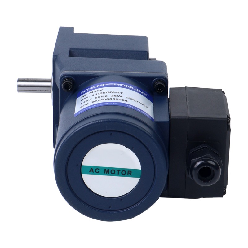 25W 110VAC 60Hz 135RPM 1.30Nm(184.10oz.in) Flange 80mm Right Angle Gearbox Keyway Shaft Single-phase AC Induction  Motor - 4IK25GN-AT/4GN10RT | StepperOnline CA