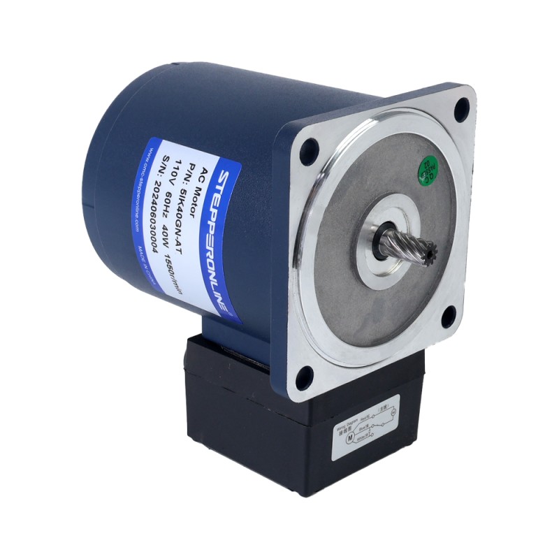 40W 110VAC 60Hz 516RPM 0.56Nm(79.30oz.in) Flange 90mm Spur Gearbox Single-phase AC Induction  Motor - 5IK40GN-AT/5GN3K | StepperOnline CA