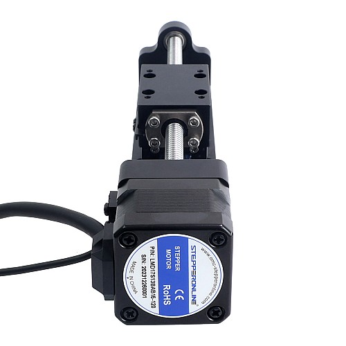 Nema 17 Stepper Ball Screw Linear Actuator 1.5A Stroke 120mm 0.25Nm(35.40oz.in) Lead 2mm(0.07874) with Sensor - LMD17S13BAB15-120 | StepperOnline CA