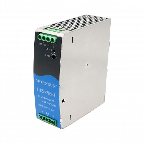 120W 24V 5.0A 180-600VAC/254-848VDC DIN Rail Switching Power Supply - LI120-26B24 | StepperOnline CA