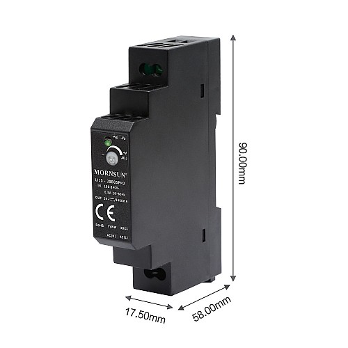 15W 24V 0.63A 85-264VAC/120-370VDC DIN Rail Switching Power Supply - LI15-20B24PR2 | StepperOnline CA