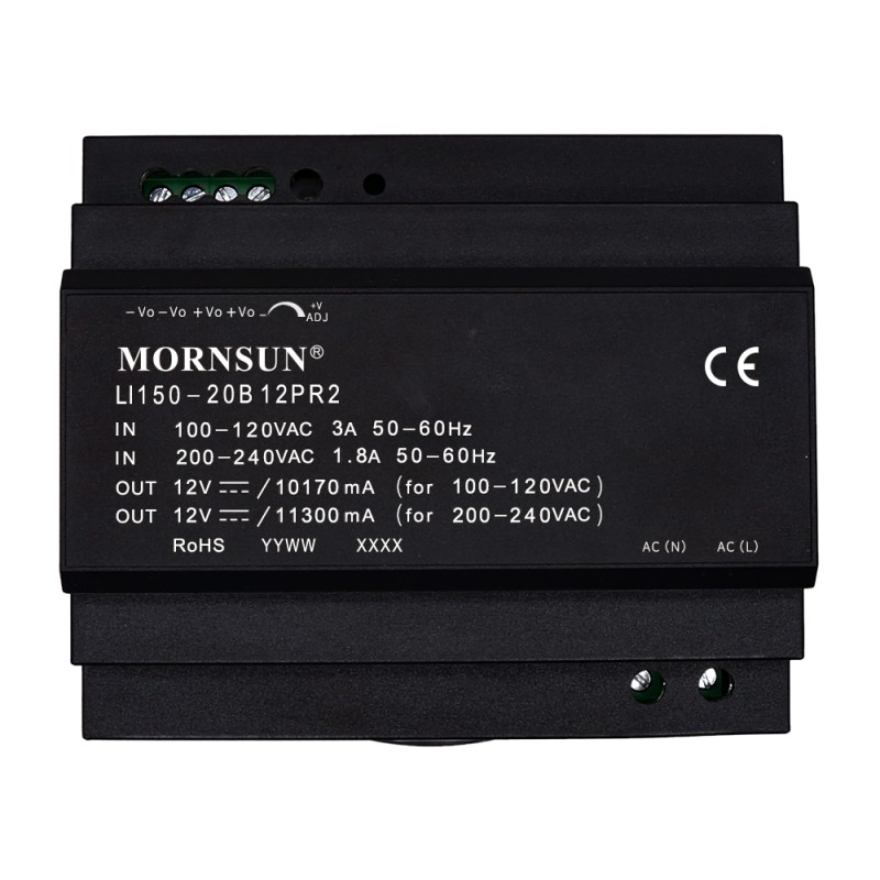 150W 15V 10.0A 85-264VAC/120-370VDC DIN Rail Switching Power Supply - LI150-20B15PR2 | StepperOnline CA