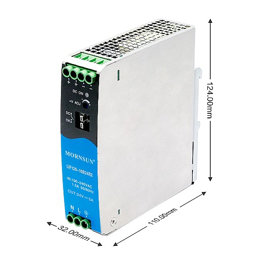 120W 24V 5.0A 85-264VAC/120-370VDC Explosion-Proof DIN Rail Switching Power Supply with PFC Function - LIF120-10B24R2S-EX | StepperOnline CA