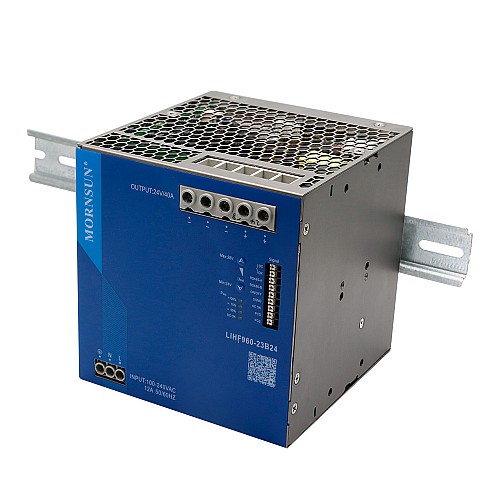 960W 24V 40.0A 85-277VAC/120-390VDC DIN Rail Switching Power Supply with PFC Function - LIHF960-23B24 | StepperOnline CA