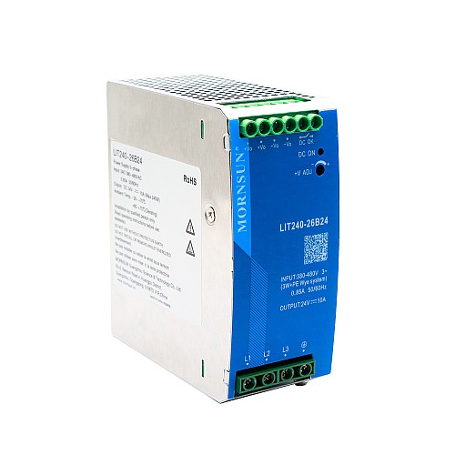 240W 24V 10.0A 320-600VAC/450-850VDC DIN Rail Switching Power Supply - LIT240-26B24 | StepperOnline CA