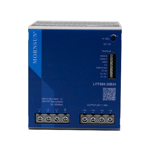 960W 36V 26.6A 3x320-600VAC/450-800VDC DIN Rail Switching Power Supply with PFC Function - LITF960-26B36 | StepperOnline CA