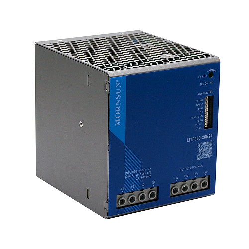 960W 36V 26.6A 3x320-600VAC/450-800VDC DIN Rail Switching Power Supply with PFC Function - LITF960-26B36 | StepperOnline CA