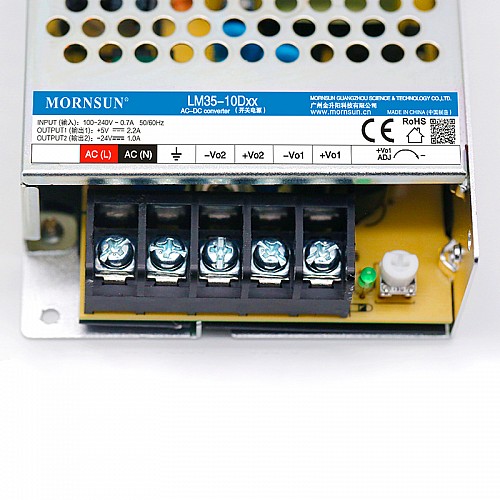 35W 5V/2.2A 24V/1A 85-264VAC/120-370VDC Switching Power Supply - LM35-10D0524-10 | StepperOnline CA