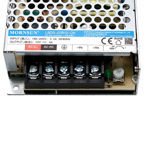 35W 12V 3.0A 165-264VAC/180-370VDC Switching Power Supply - LM35-22B12-DX | StepperOnline CA