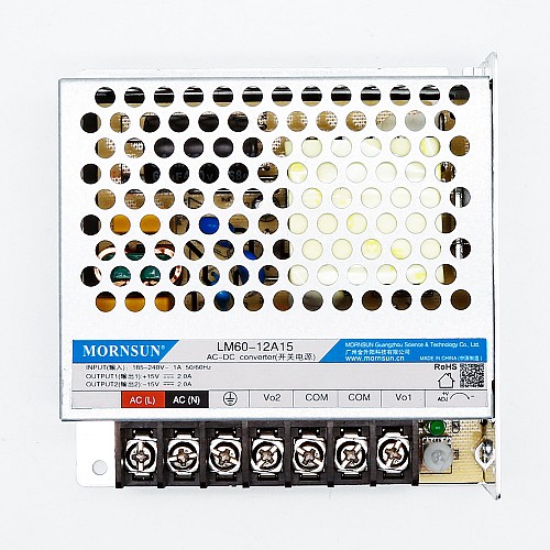 60W 15V -15V/5.0A 5.0A 165-264VAC/180-370VDC Switching Power Supply - LM60-12A15 | StepperOnline CA