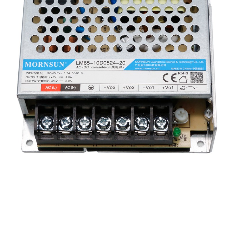 65W 5.1V/4A 24V/2A 90-264VAC/120-370VDC Switching Power Supply - LM65-10D0524-20-QL | StepperOnline CA