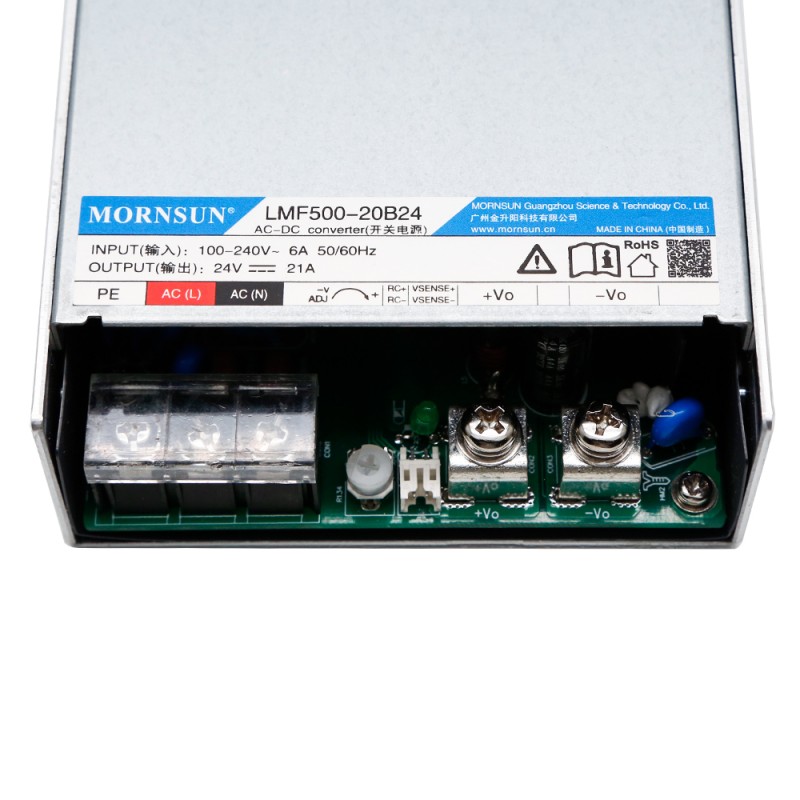500W 48V 10.4A 80-264VAC/110-370VDC Switching Power Supply with PFC Function - LMF500-20B48 | StepperOnline CA