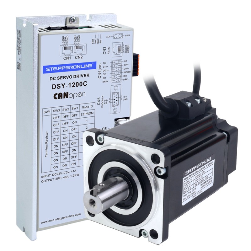 DSY Series 1000W CANopen DC Servo Motor 24-70VDC 3.20Nm 3000rpm 17-Bit Incremental Encoder IP65 - DSY-C1000L2A2-M17S | StepperOnline CA