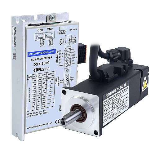 DSY Series 100W CANopen DC Servo Motor 24-70VDC 0.318Nm w/ Brake 3000rpm 17-Bit Incremental Encoder IP65 - DSY-C100L2B2-M17S | StepperOnline CA
