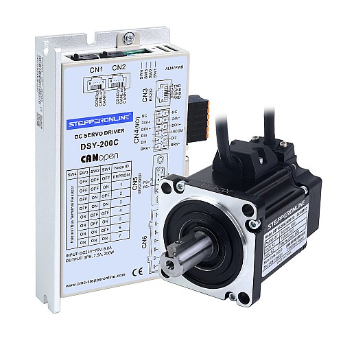 DSY Series 200W CANopen DC Servo Motor 24-70VDC 0.637Nm 3000rpm 17-Bit Incremental Encoder IP65 - DSY-C200L2A2-M17S | StepperOnline CA