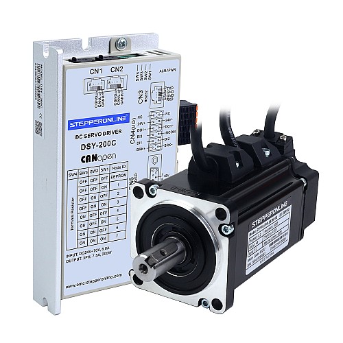 DSY Series 200W CANopen DC Servo Motor 24-70VDC 0.637Nm w/ Brake 3000rpm 17-Bit Incremental Encoder IP65 - DSY-C200L2B2-M17S | StepperOnline CA