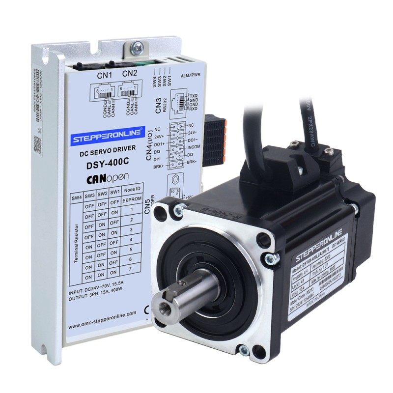 DSY Series 400W CANopen DC Servo Motor 24-70VDC 1.27Nm 3000rpm 17-Bit Incremental Encoder IP65 - DSY-C400L2A2-M17S | StepperOnline CA