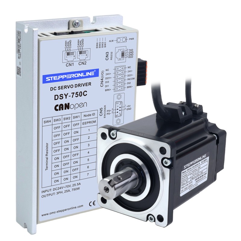 DSY Series 750W CANopen DC Servo Motor 24-70VDC 2.39Nm 3000rpm 17-Bit Incremental Encoder IP65 - DSY-C750L2A2-M17S | StepperOnline CA