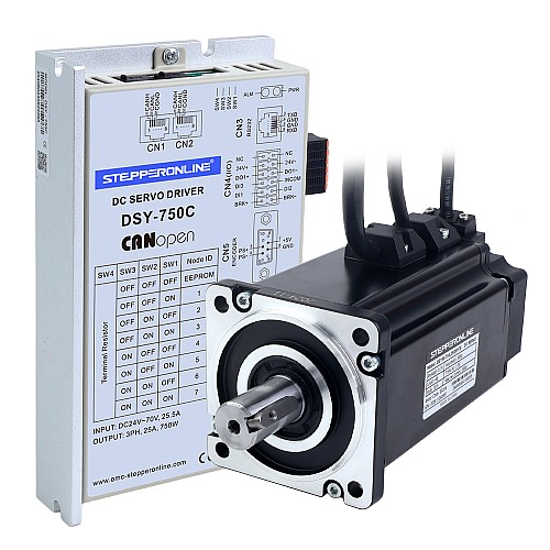 DSY Series 750W CANopen DC Servo Motor 24-70VDC 2.39Nm w/ Brake 3000rpm 17-Bit Incremental Encoder IP65 - DSY-C750L2B2-M17S | StepperOnline CA