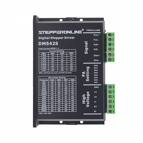 Digital Stepper Driver 1.0-4.2A 24-48VDC for Nema 17, 23, 24 Stepper Motor - DM542S | StepperOnline CA