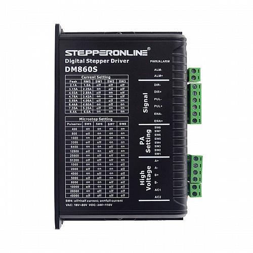 Digital Stepper Driver 2.1-8.4A 24-70VAC or 30-110VDC for Nema 34 Motor - DM860S | StepperOnline CA