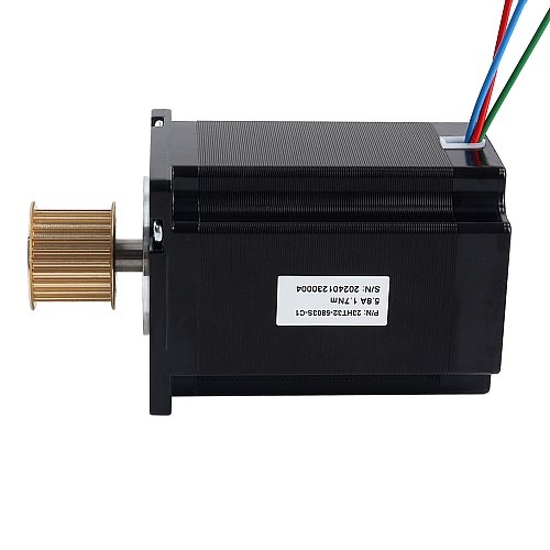 Nema 23 3-Phase Stepper Motor 1.7Nm(240.79oz.in) 5.8A 57x57x80.7mm 3 Wires w/ Timing Belt Pulley - 23HT32-5803S-C1 | StepperOnline CA Nema 23 3-Phase Stepper Motor 1.7Nm(240.79oz.in) 5.8A 57x57x80.7mm 3 Wires w/ Timing Belt Pulley - 23HT32-5803S-C1 | StepperOnline CA