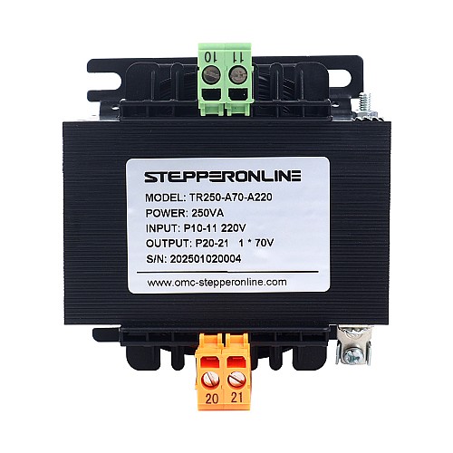 250VA Single-phase Square Control Transformer 220VAC to 70VAC 50/60Hz - TR250-A70-A220 | StepperOnline CA