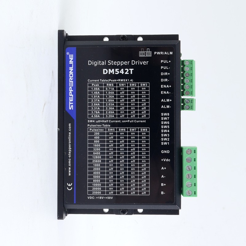 Digital Stepper Driver 1.0-4.5A 18-50VDC for Nema 17, 23, 24 Stepper Motor - DM542T | StepperOnline CA