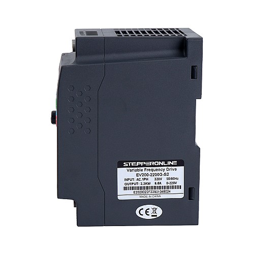 EV200 Series VFD 3HP 2.2KW 9.6A Single Phase 220V Variable Frequency Drive - EV200-2200G-S2 | StepperOnline CA EV200 Series VFD 3HP 2.2KW 9.6A Single Phase 220V Variable Frequency Drive - EV200-2200G-S2 | StepperOnline CA