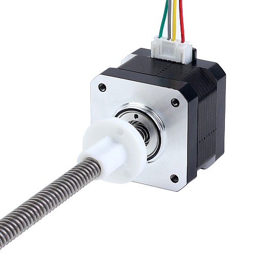 Nema 17 External 34mm Stack 0.4A Lead 8mm(0.31496") Length 150mm - 17E13S0404MB4-150RS | StepperOnline CA