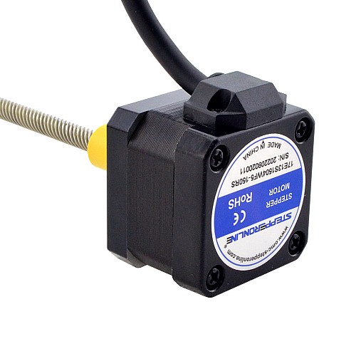 NEMA 17 External Acme Linear Stepper Motor 1.5A 34mm Stack Screw Lead 12.7mm(0.5) Lead Length 150mm - 17E13S1504WF5-150RS | StepperOnline CA NEMA 17 External Acme Linear Stepper Motor 1.5A 34mm Stack Screw Lead 12.7mm(0.5) Lead Length 150mm - 17E13S1504WF5-150RS | StepperOnline CA