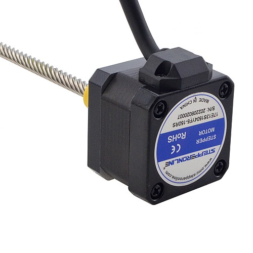 NEMA 17 External Acme Linear Stepper Motor 1.5A 34mm Stack Screw Lead 25.4mm(1) Lead Length 150mm - 17E13S1504YF5-150RS | StepperOnline CA NEMA 17 External Acme Linear Stepper Motor 1.5A 34mm Stack Screw Lead 25.4mm(1) Lead Length 150mm - 17E13S1504YF5-150RS | StepperOnline CA
