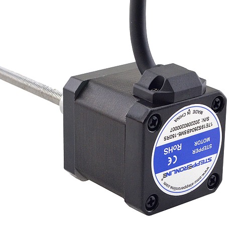 NEMA 17 External Ball Screw Linear Stepper Motor 2.5A 48mm Stack Screw Lead 1mm(0.03937) Lead Length 150mm - 17E19S2504BSM5-150RS | StepperOnline CA