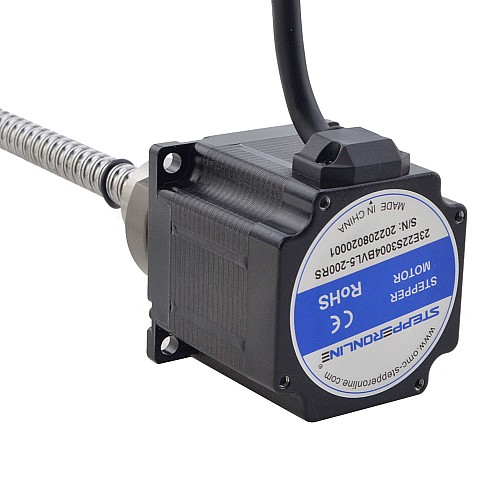 NEMA 23 External Ball Screw Linear Stepper Motor 3.0A 56mm Stack Screw Lead 5mm(0.1969) Lead Length 200mm - 23E22S3004BVL5-200RS | StepperOnline CA