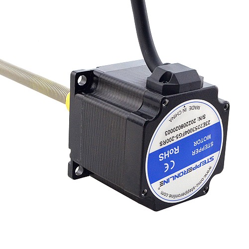 NEMA 23 External Acme Linear Stepper Motor 3.0A 56mm Stack Screw Lead 1.27mm(0.05) Lead Length 200mm - 23E22S3004FG5-200RS | StepperOnline CA