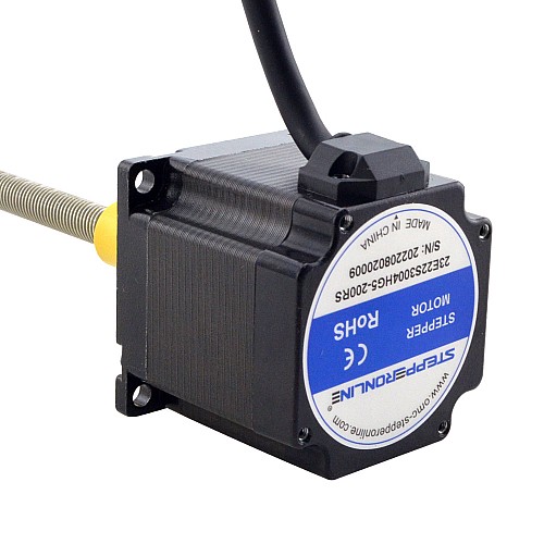 NEMA 23 External Acme Linear Stepper Motor 3.0A 56mm Stack Screw Lead 5.08mm(0.2) Lead Length 200mm - 23E22S3004HG5-200RS | StepperOnline CA