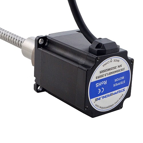 NEMA 23 External Ball Screw Linear Stepper Motor 4.0A 75mm Stack Screw Lead 10mm(0.3937) Lead Length 200mm - 23E30S4004B1L5-200RS | StepperOnline CA