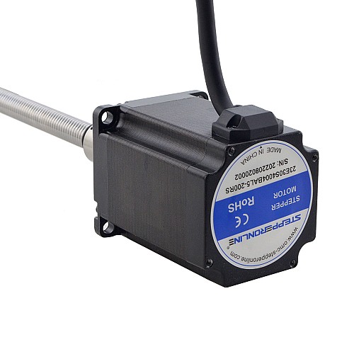 NEMA 23 External Ball Screw Linear Stepper Motor 4.0A 75mm Stack Screw Lead 2mm(0.07874) Lead Length 200mm - 23E30S4004BAL5-200RS | StepperOnline CA