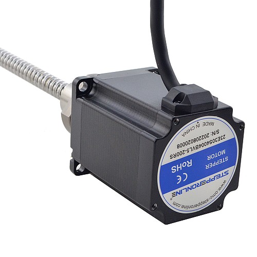 NEMA 23 External Ball Screw Linear Stepper Motor 4.0A 75mm Stack Screw Lead 5mm(0.1969) Lead Length 200mm - 23E30S4004BVL5-200RS | StepperOnline CA