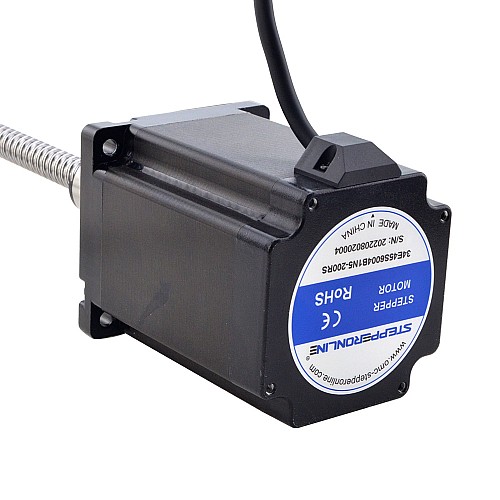 NEMA 34 External Ball Screw Linear Stepper Motor 8Nm(1132.90oz.in) 6.0A 114mm Stack Screw Lead 10mm(0.3937) Lead Length 200mm - 34E45S6004B1Q5-200RS | StepperOnline CA