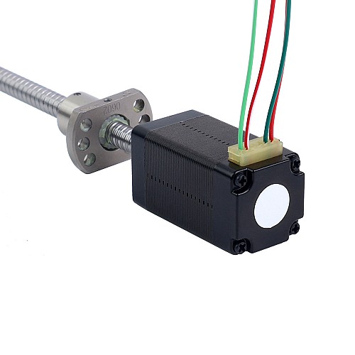 NEMA 8 External Ball Screw Linear Stepper Motor 0.5A 38.2mm Stack Screw Lead 2mm(0.07874) Lead Length 150mm - 8E15S0504BAM5-150RS | StepperOnline CA