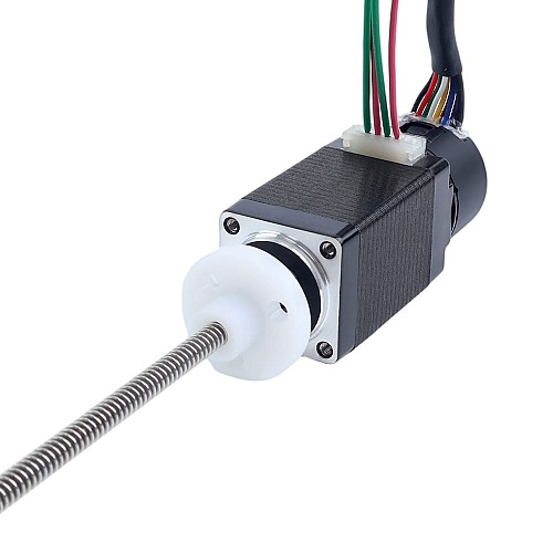 NEMA 8 External Trapezoidal Linear Stepper Motor 0.5A 38mm Stack Screw Lead 1mm(0.03937") w/ Optical Incremental Encoder 1000PPR - 8E15S0504SC4-100RS-OE1K | StepperOnline CA