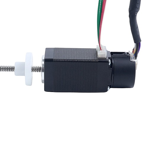 NEMA 8 External Trapezoidal Linear Stepper Motor 0.5A 38mm Stack Screw Lead 1mm(0.03937") w/ Optical Incremental Encoder 1000PPR - 8E15S0504SC4-100RS-OE1K | StepperOnline CA