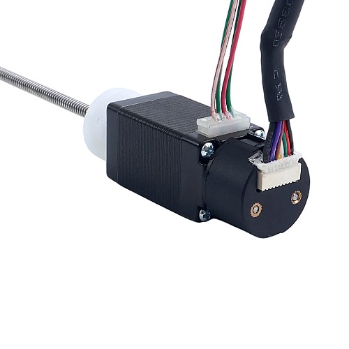 NEMA 8 External Trapezoidal Linear Stepper Motor 0.5A 38mm Stack Screw Lead 1mm(0.03937") w/ Optical Incremental Encoder 1000PPR - 8E15S0504SC4-100RS-OE1K | StepperOnline CA