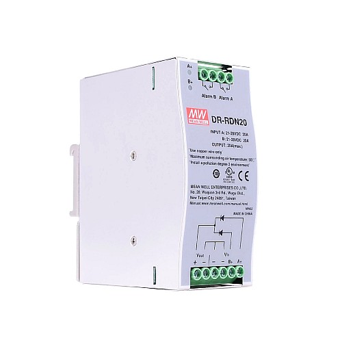 DR-RDN20 MEANWELL 24VDC 20A Redundancy Module DIN Rail Power Supply - DR-RDN20 | StepperOnline CA