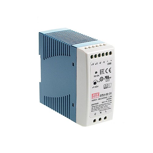 DRA-60-24 MEANWELL 60W 24VDC 2.5A 115/230VAC Single Output Switching Power Supply - DRA-60-24 | StepperOnline CA DRA-60-24 MEANWELL 60W 24VDC 2.5A 115/230VAC Single Output Switching Power Supply - DRA-60-24 | StepperOnline CA
